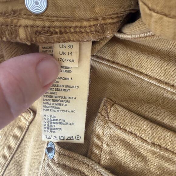 Free People Jeans Womens 30 Yellow Mid Rise Skinny Fringe Hem Distressed Stretch - Picture 5 of 12